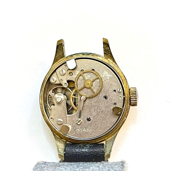 Ventex Antimagnetic Windup Brass Toned Blue Suede Strap Bumblebee Watch main image 7